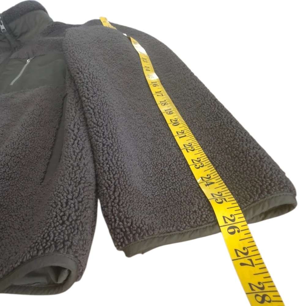 Naadam Mens Fleece Sherpa Zip Up Jacket Dark Olive Green XL NWOT